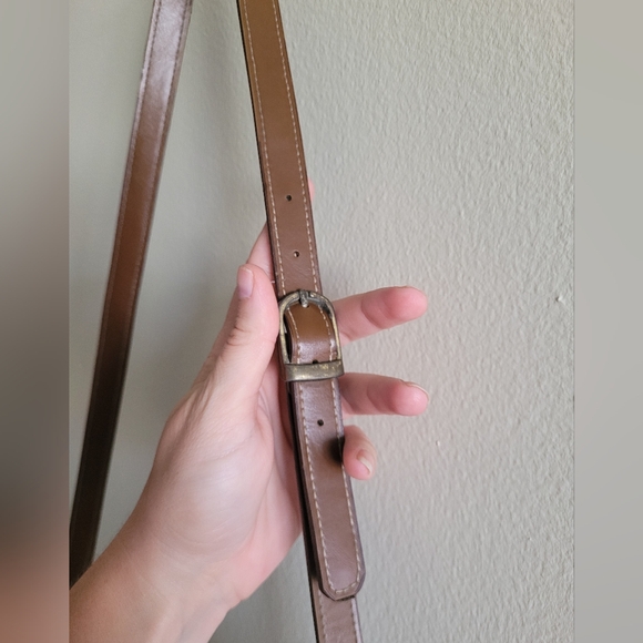 Vtg true brown pebbled leather well stitched western adjustable crossbody bag - Picture 6 of 13